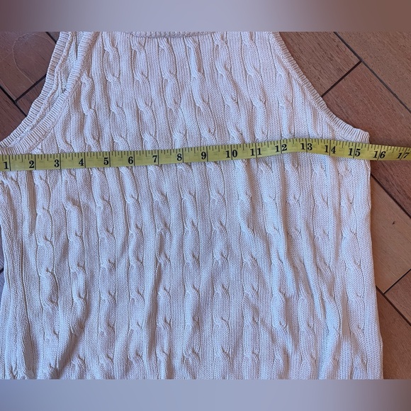 Vintage Ralph Lauren Black Label Cable Knit Silk Sleeveless Cream Tank L - Picture 8 of 13